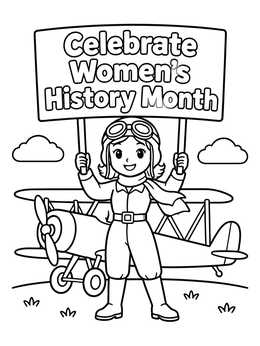 Free printable Young Aviator Celebrating Women's History coloring page