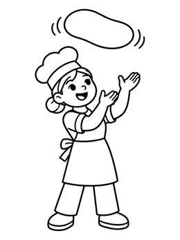 Free printable Young Baker Tossing Pizza Dough coloring page