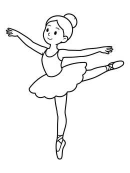Free printable Young Ballerina In Arabesque Pose coloring page