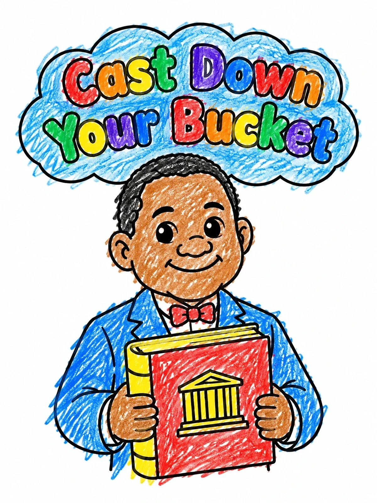 Colored example of the Young Booker T Washington Holding Book coloring page