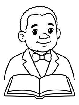 Free printable Young Booker T. Washington With Book coloring page