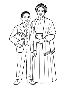Free printable Young Booker T Washington With Mother coloring page