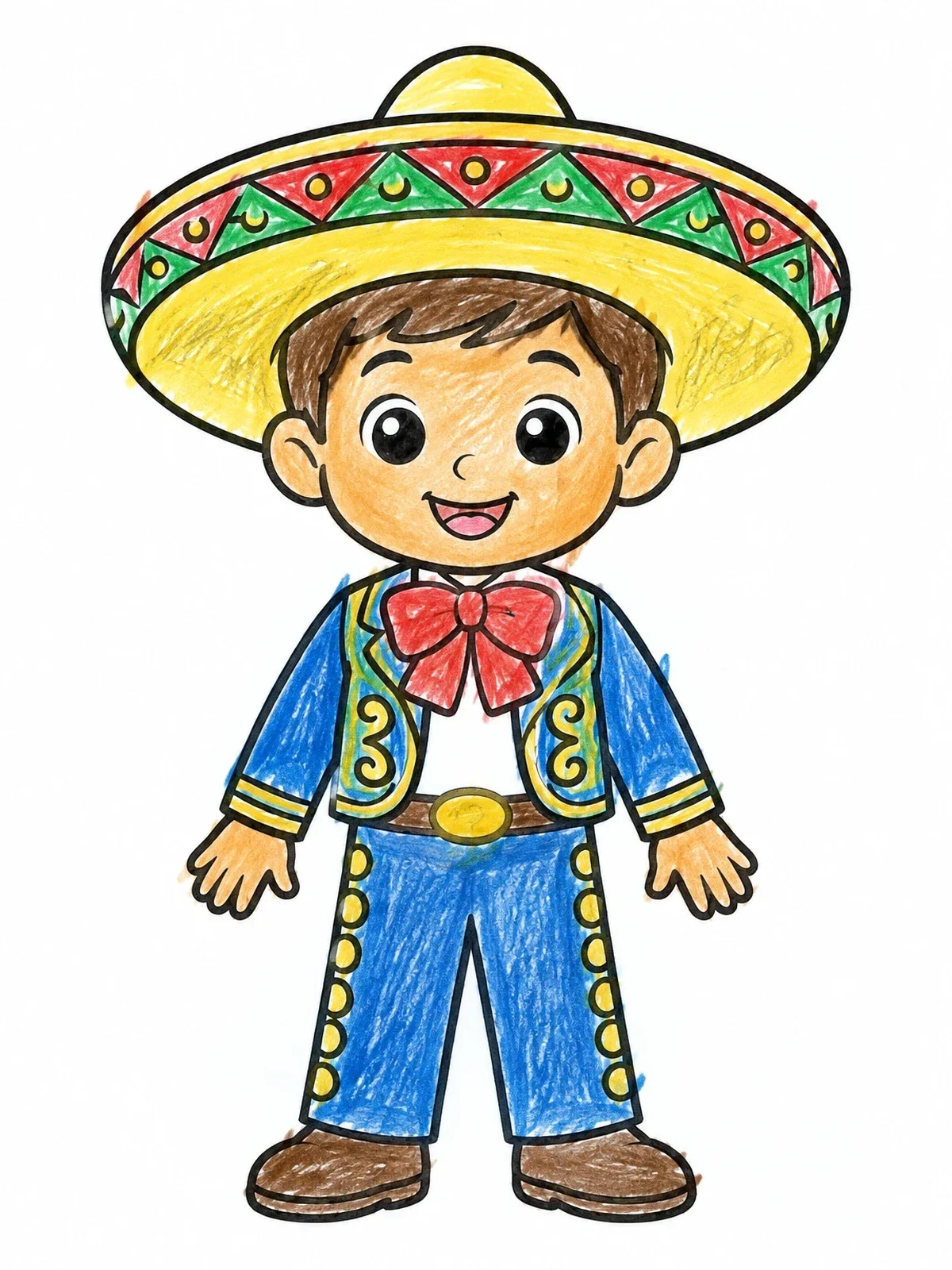 Colored example of the Young Boy In Charro Outfit coloring page