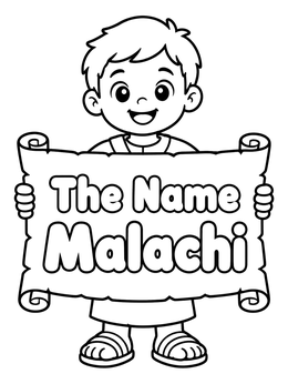 Free printable Young Boy Holding Malachi Scroll coloring page