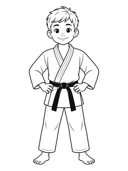 Free printable Young Boy In Judo Gi coloring page
