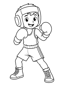 Free printable Young Boy In Kickboxing Stance coloring page