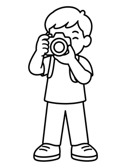 Free printable Young Boy Taking A Photo coloring page