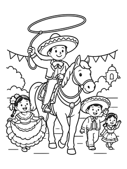 Free printable Young Charro In Festive Parade coloring page