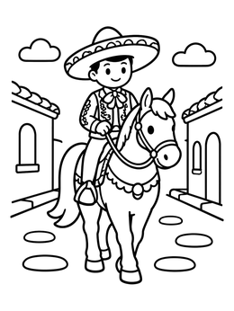 Free printable Young Charro Rider On Horseback coloring page