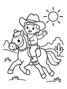 Free printable Young Cowboy Riding A Pony coloring page