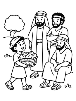 Free printable Young David Bringing Bread To Brothers coloring page