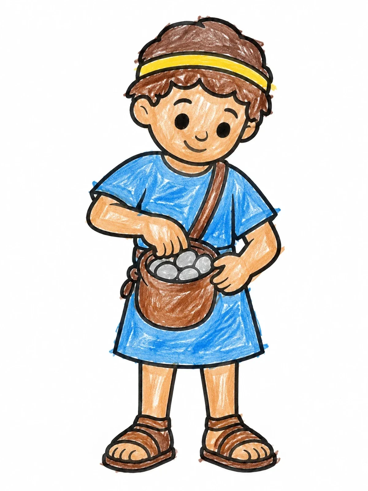 Colored example of the Young David Choosing Smooth Stones coloring page