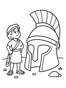 Free printable Young David And Giant Helmet coloring page