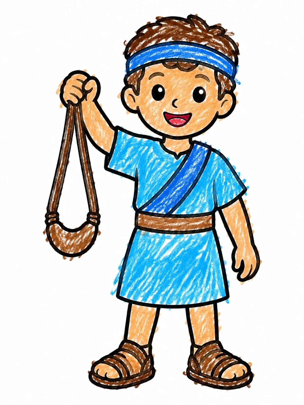 Colored example of the Young David With His Sling coloring page