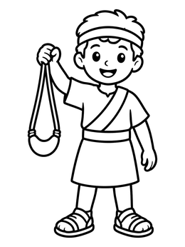 Free printable Young David With His Sling coloring page