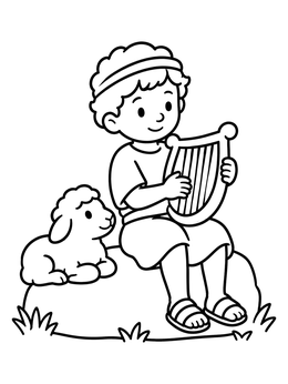 Free printable Young David Playing The Harp coloring page