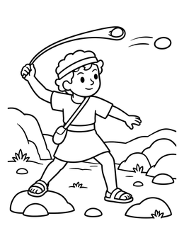 Free printable Young David With His Sling coloring page