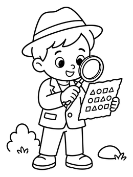 Free printable Young Detective Solving A Secret Code coloring page
