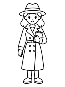 Free printable Young Detective With Trench Coat And Notepad coloring page