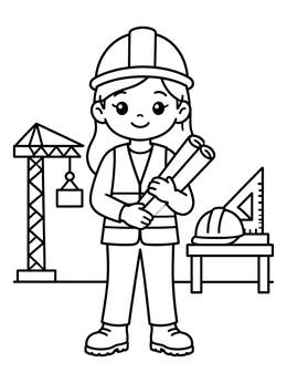 Free printable Young Female Engineer On Site coloring page