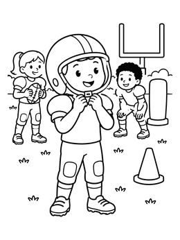 Free printable Young Football Player Fastening Helmet coloring page