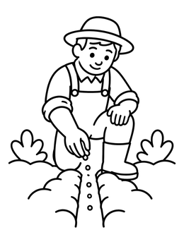 Free printable Young Gardener Planting Seeds coloring page