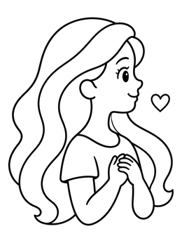 Free printable Young Girl With Flowing Hair coloring page