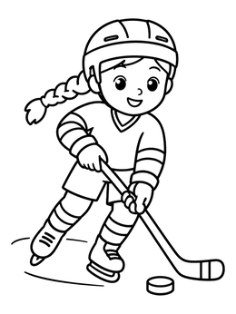 Free printable Young Girl Playing Ice Hockey coloring page
