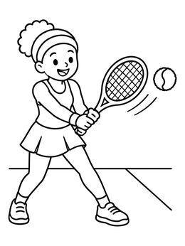 Free printable Young Tennis Girl Striking The Ball coloring page