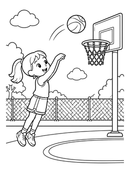 Free printable Young Girl Shooting A Basketball coloring page