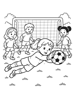 Free printable Goalie Catching The Soccer Ball coloring page