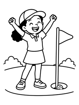 Free printable Young Golfer Celebrating A Hole In One coloring page