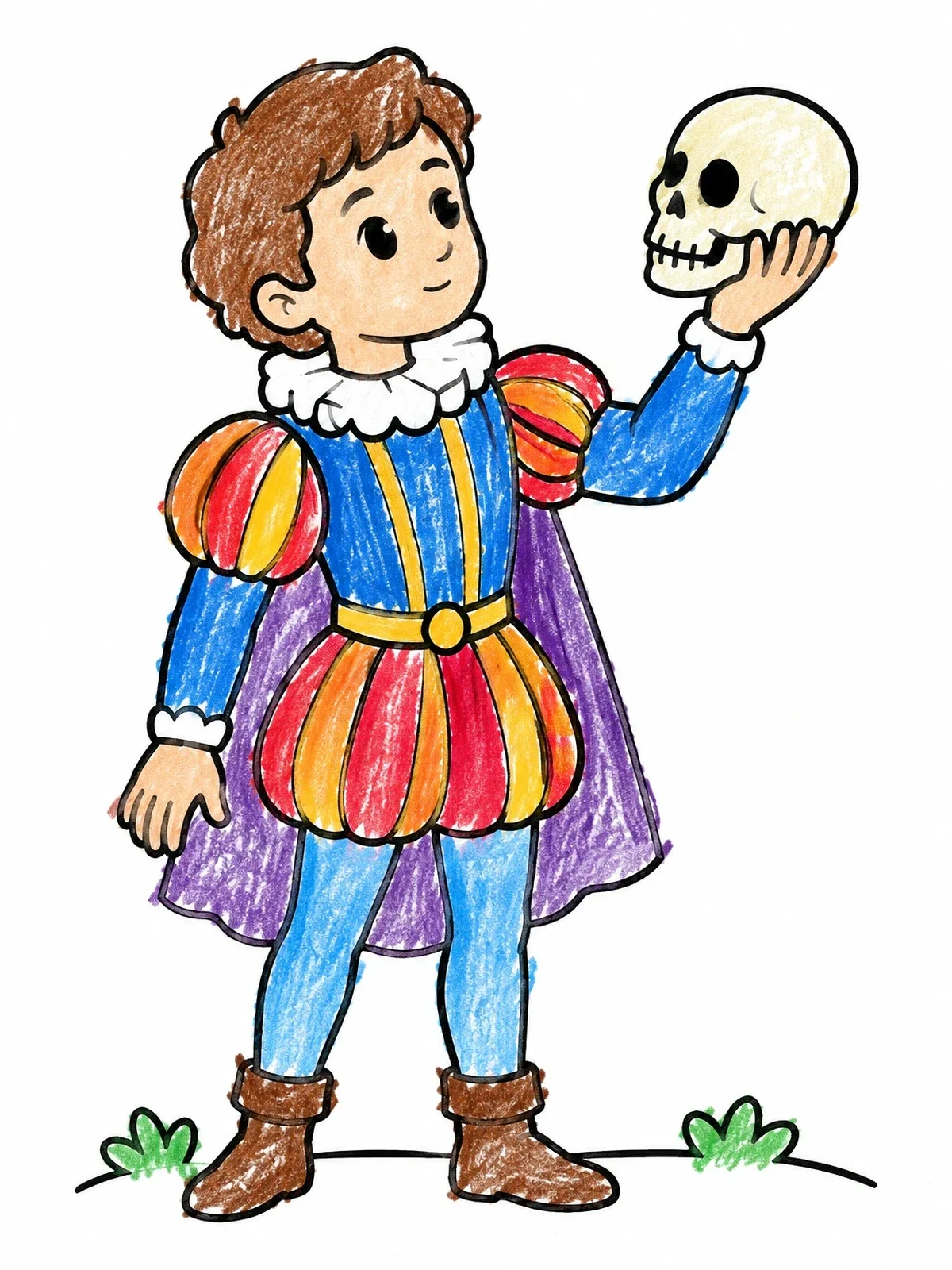 Colored example of the Young Hamlet Holding A Skull coloring page