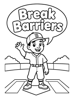Free printable Young Jackie Robinson At Home Plate coloring page