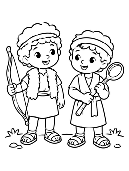 Free printable Young Jacob And Esau Together coloring page
