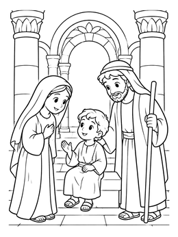 Free printable Mary And Joseph Finding Young Jesus coloring page