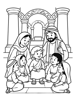 Free printable Young Jesus Teaching In The Temple coloring page