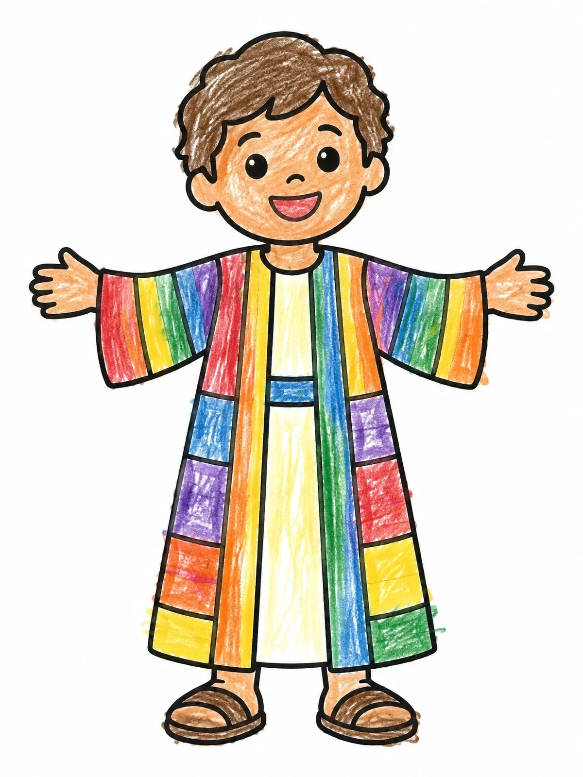 Colored example of the Young Joseph In His Striped Coat coloring page