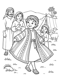 Free printable Young Joseph Twirling In His Robe coloring page