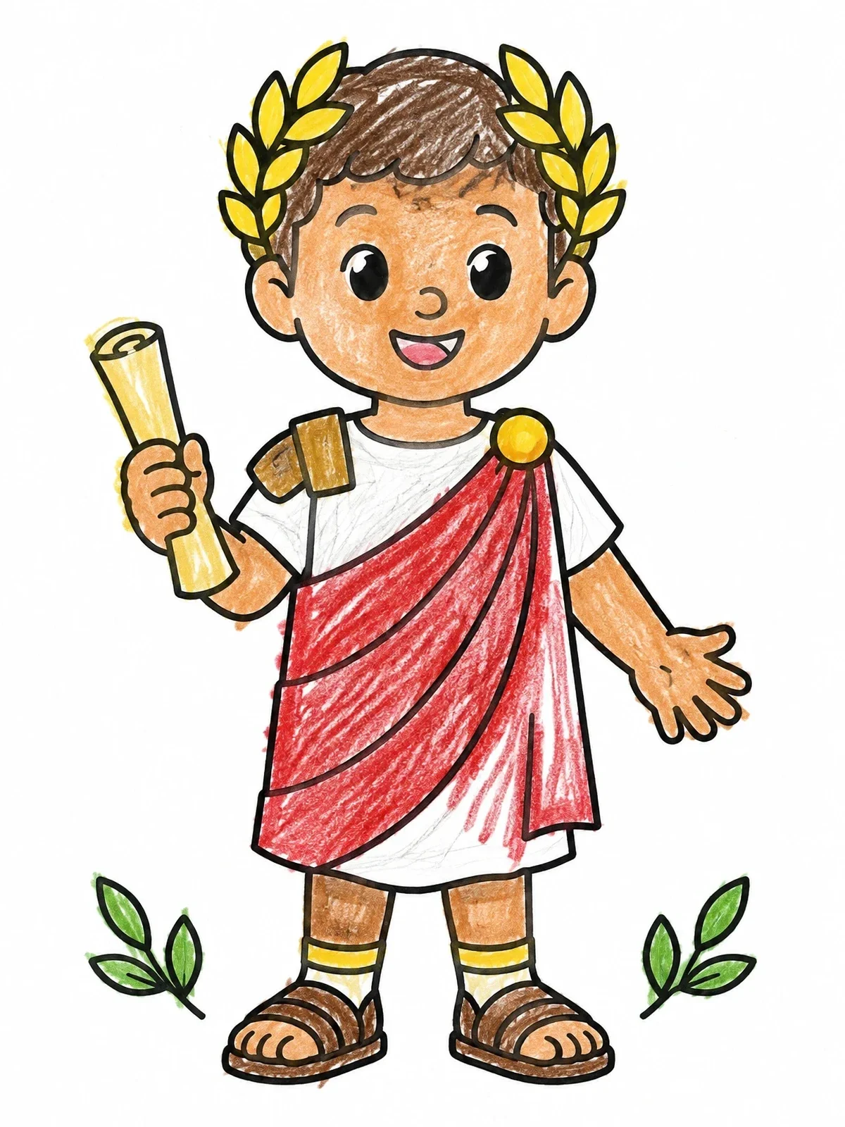 Colored example of the Young Julius Caesar In Toga coloring page