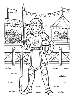 Free printable Young Knight At The Tournament Arena coloring page