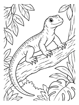Free printable Young Komodo Dragon In A Tree coloring page