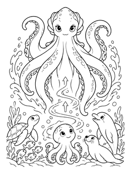 Free printable Young Kraken Transforming In The Ocean coloring page