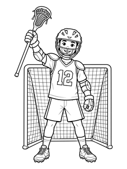 Free printable Young Lacrosse Player At The Goal coloring page