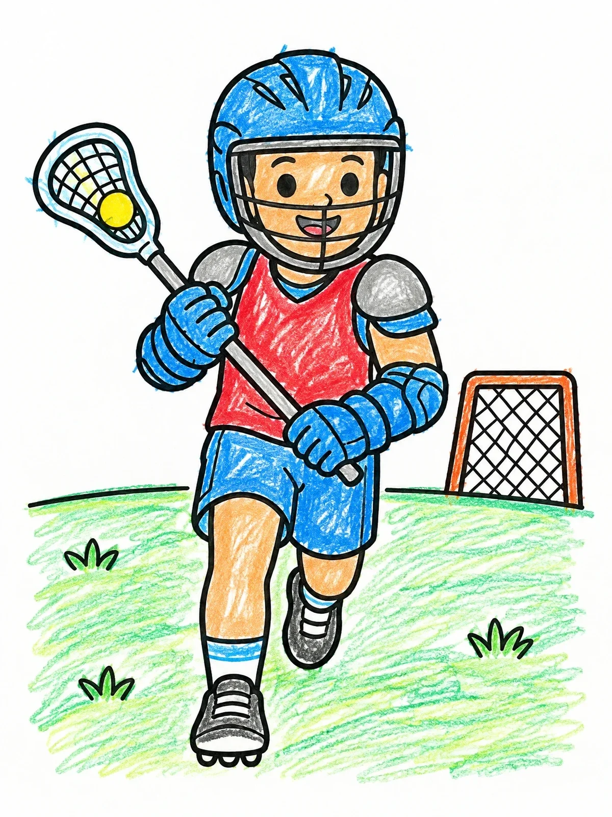 Colored example of the Young Lacrosse Player Running On Field coloring page