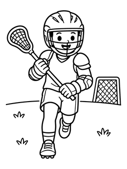 Free printable Young Lacrosse Player Running On Field coloring page