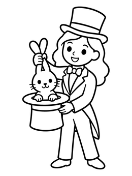 Free printable Young Magician With Hat And Bunny coloring page