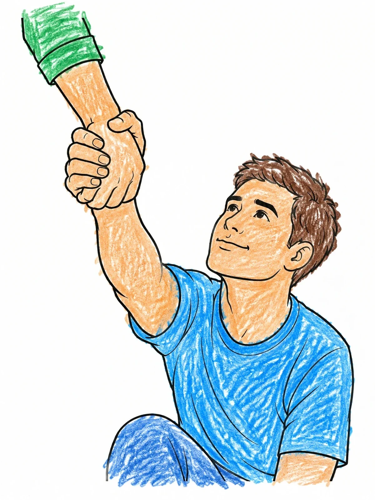 Colored example of the Young Man Reaching For A Helping Hand coloring page