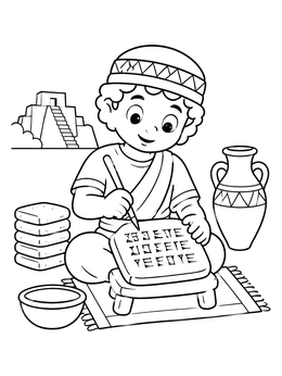 Free printable Young Mesopotamian Scribe At Work coloring page