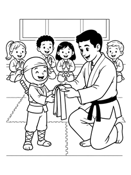 Free printable Young Ninja Belt Ceremony coloring page